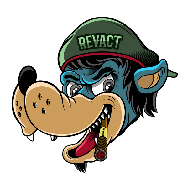 Logo of Revact Media Marketing Agency featuring a stylized wolf, symbolizing strength and strategy. 